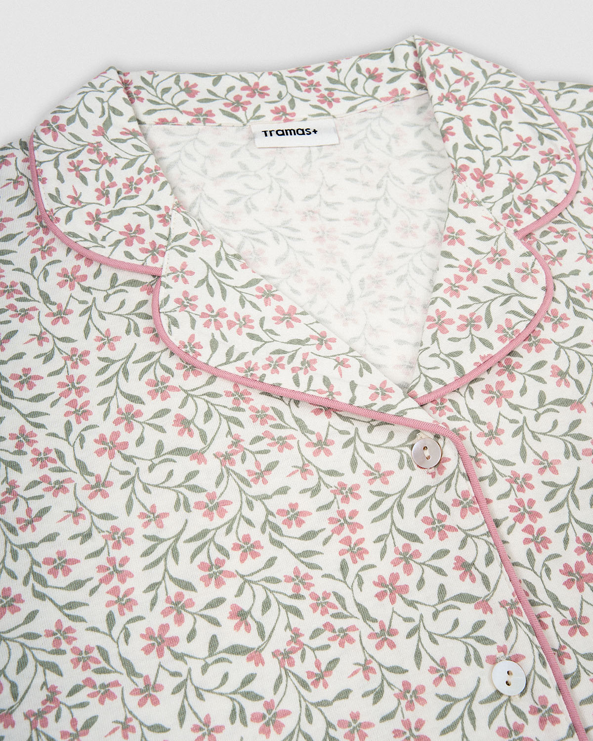 Pijama longo tipo camisa em algodão asili rosa