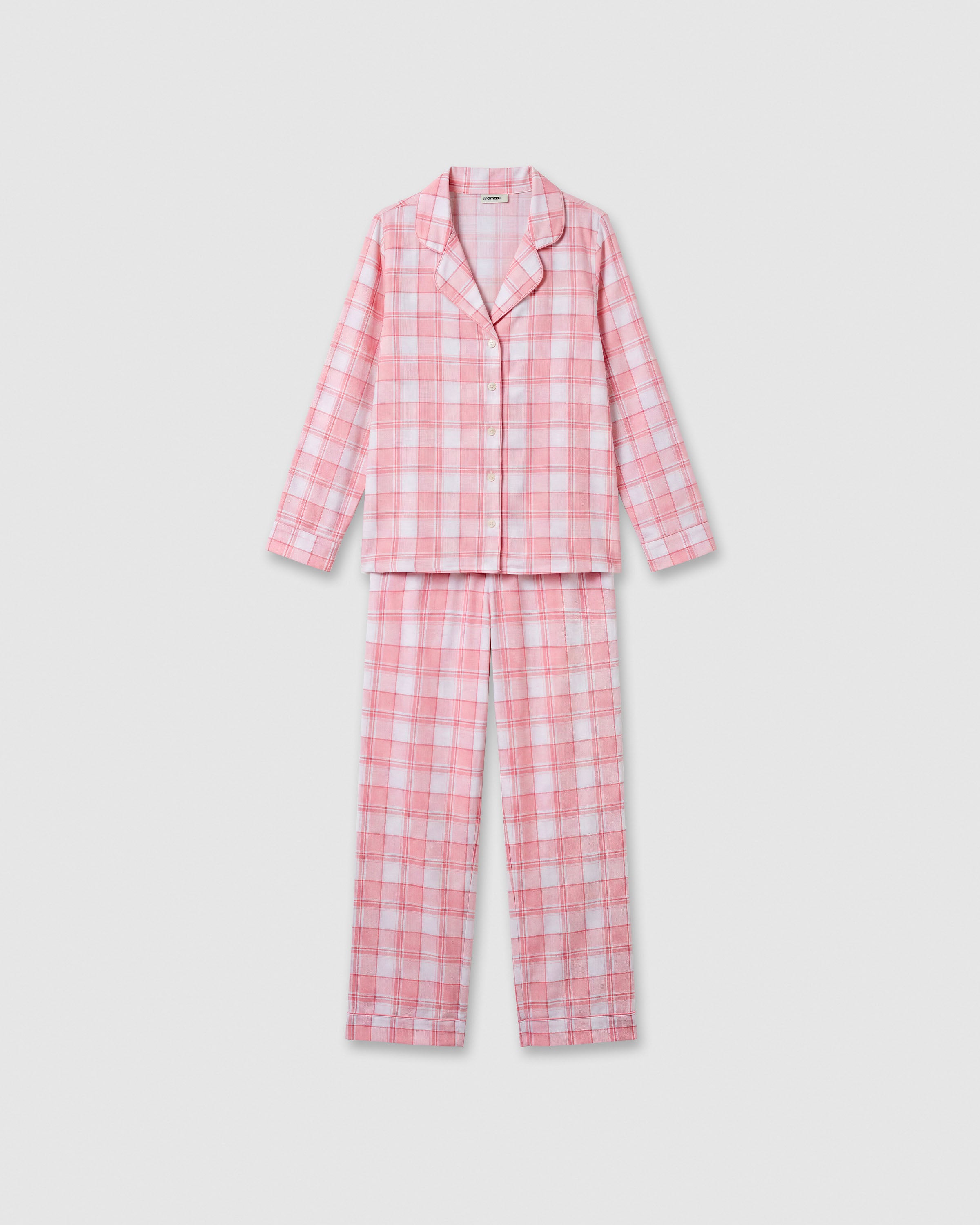 Pijama largo camisero algodón cuadro moni rosa