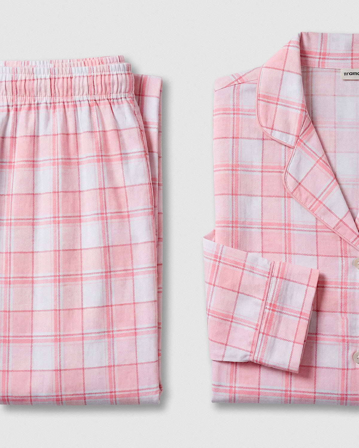 Pijama largo camisero algodón cuadro moni rosa