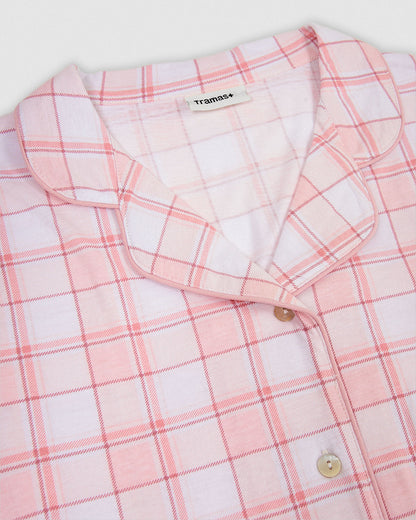 Pijama largo camisero algodón cuadro moni rosa