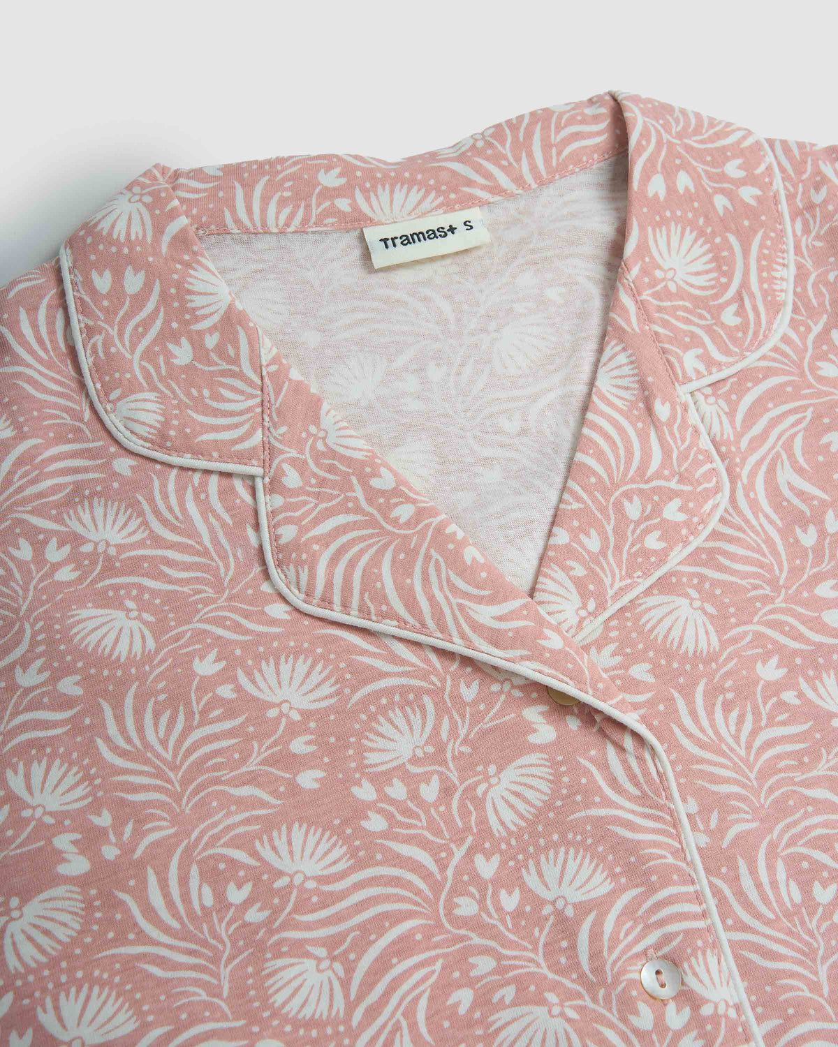 Pijama largo camisero algodón dusty rosa
