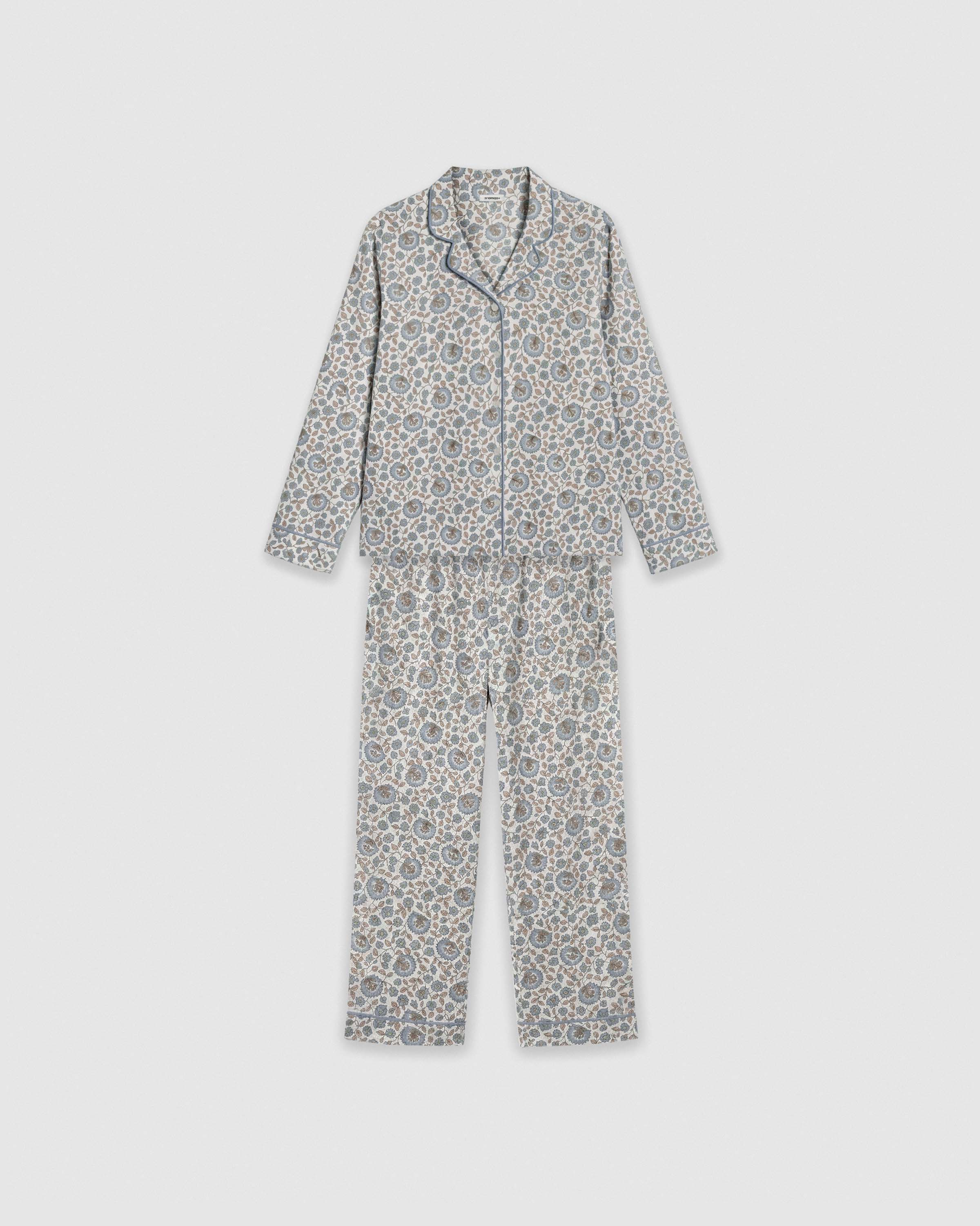 Pijama largo camisero algodón etri índigo