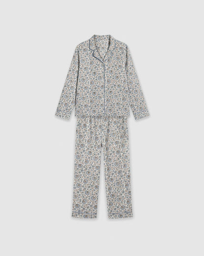 Pijama largo camisero algodón etri índigo