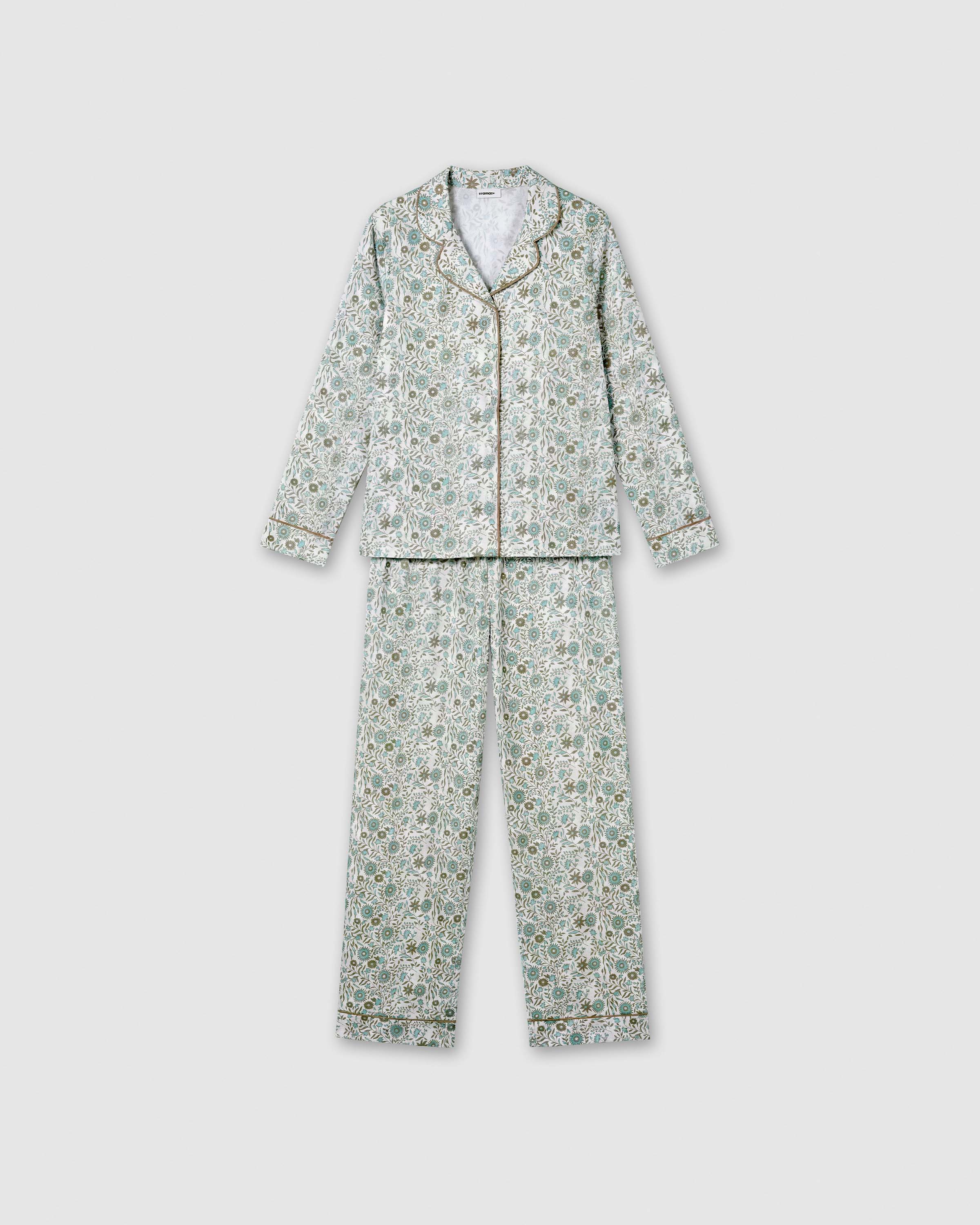 Pijama largo camisero algodón melodi verde