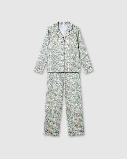 Pijama largo camisero algodón melodi verde