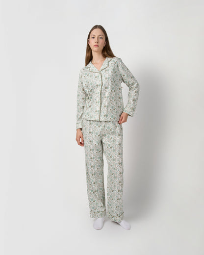 Pijama largo camisero algodón melodi verde