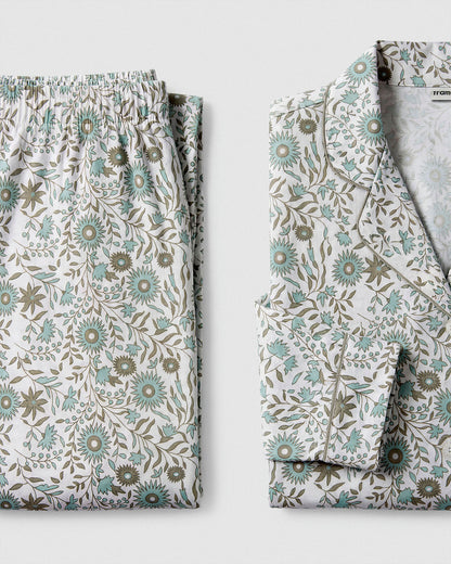 Pijama largo camisero algodón melodi verde