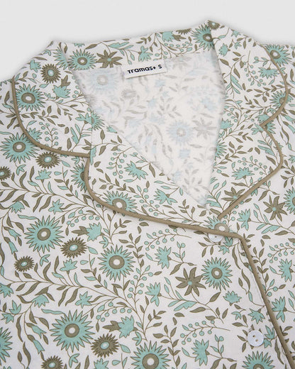 Pijama largo camisero algodón melodi verde