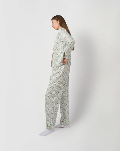 Pijama largo camisero algodón melodi verde