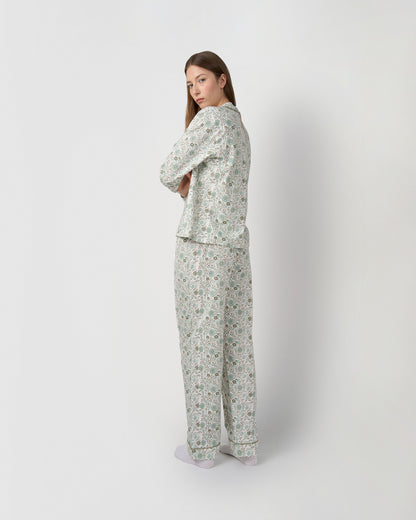 Pijama largo camisero algodón melodi verde