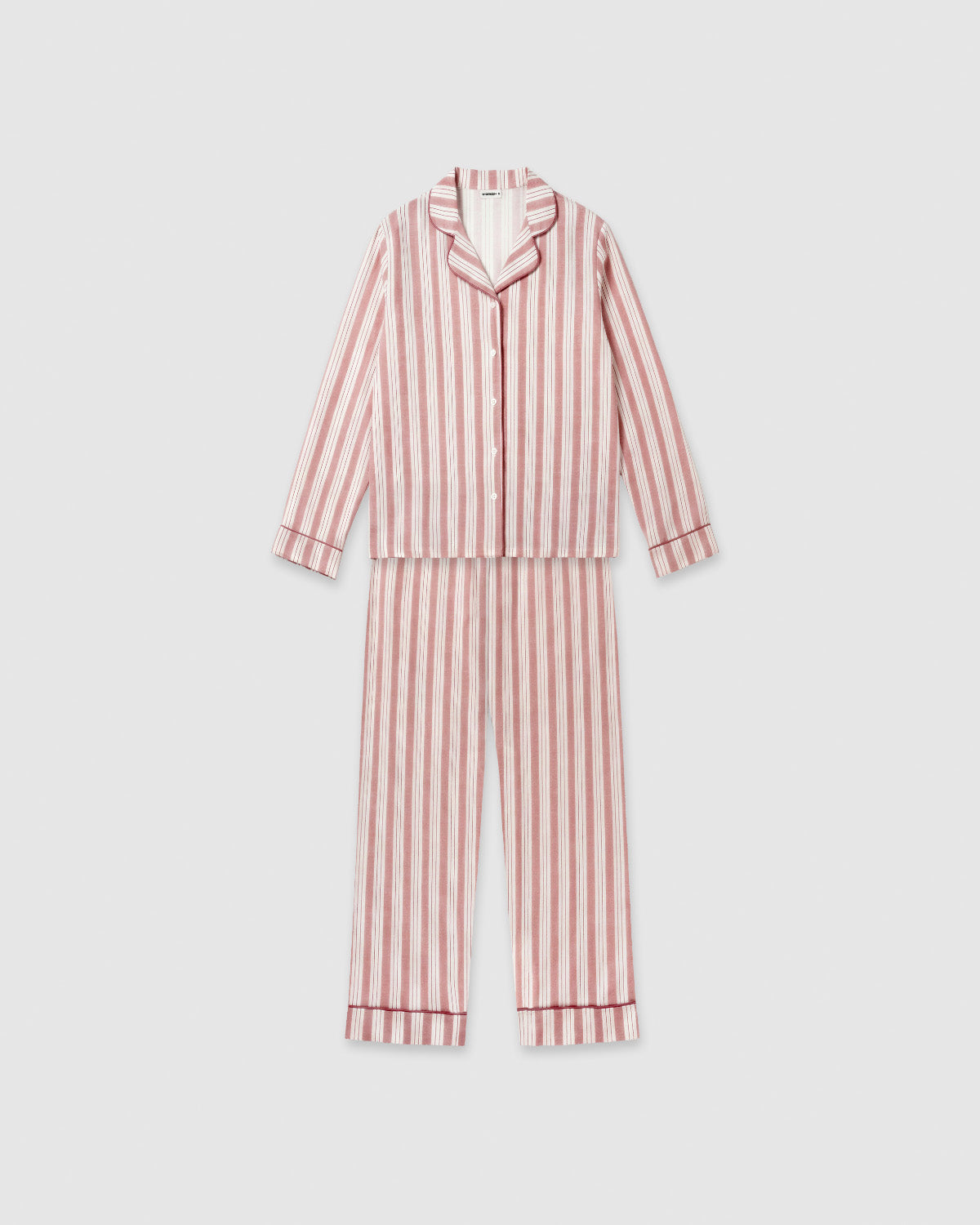 Pijama comprido tipo camisa em algodão às riscas zuri rosa