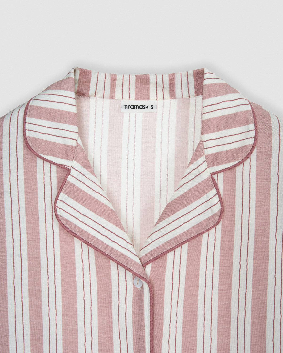 Pijama comprido tipo camisa em algodão às riscas zuri rosa