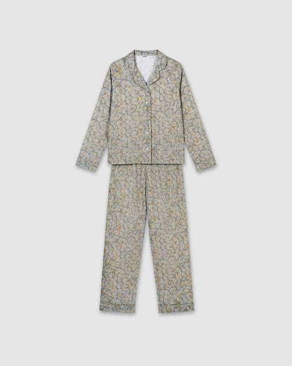 Pijama largo camisero algodón seren verde