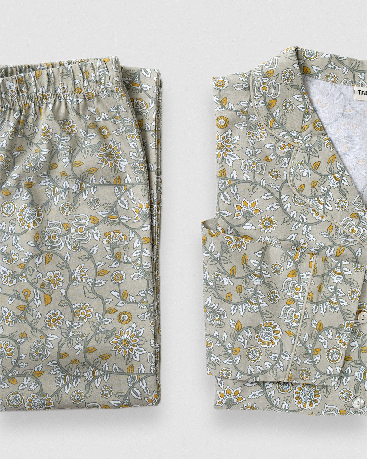 Pijama largo camisero algodón seren verde