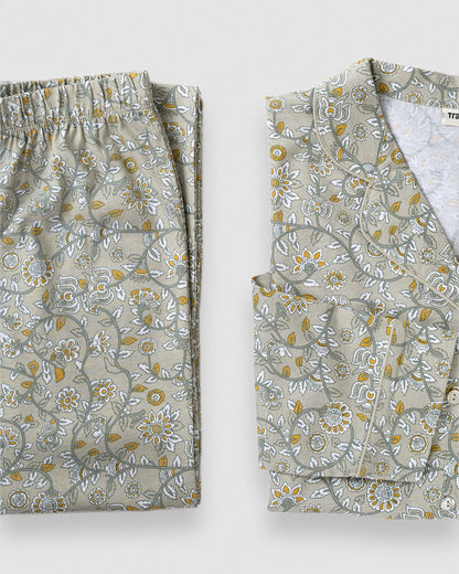 Pijama largo camisero algodón seren verde