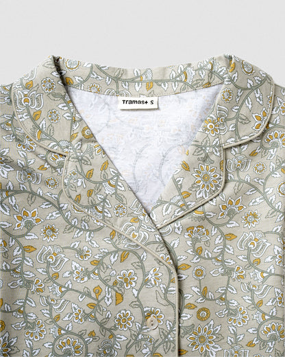 Pijama largo camisero algodón seren verde