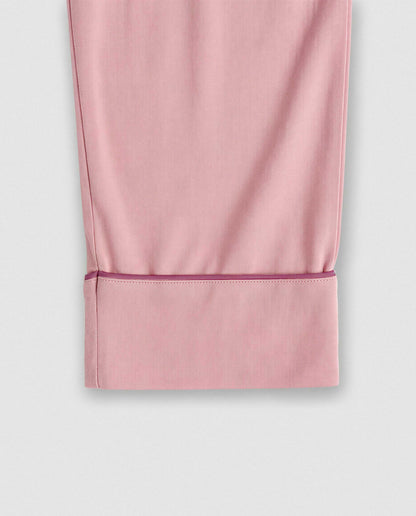 Pijama largo camisero algodón liso rosa