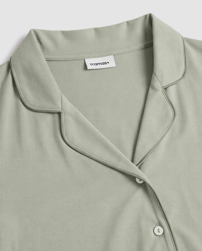 Pijama largo camisero algodón liso verde