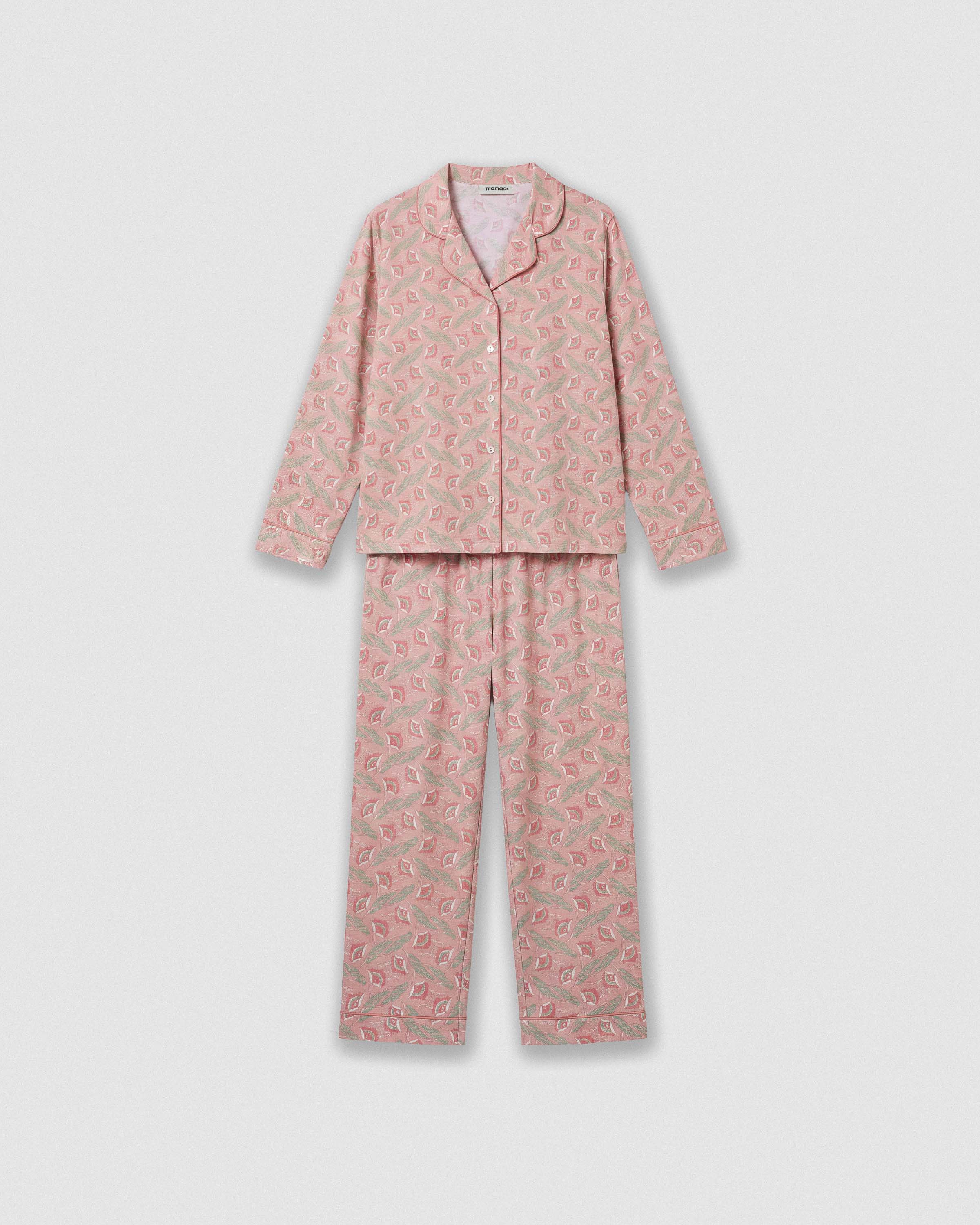 Pijama largo camisero algodón solta rosa
