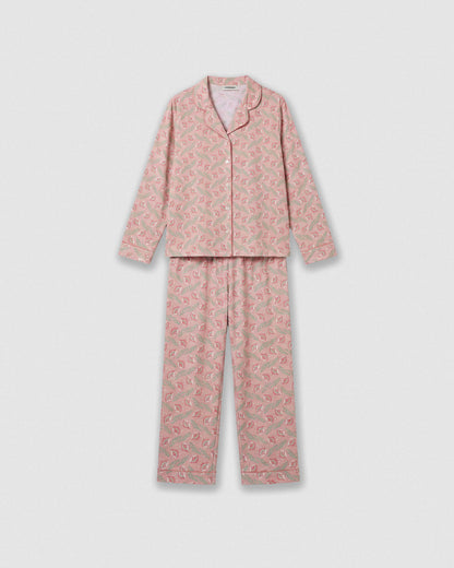 Pijama largo camisero algodón solta rosa