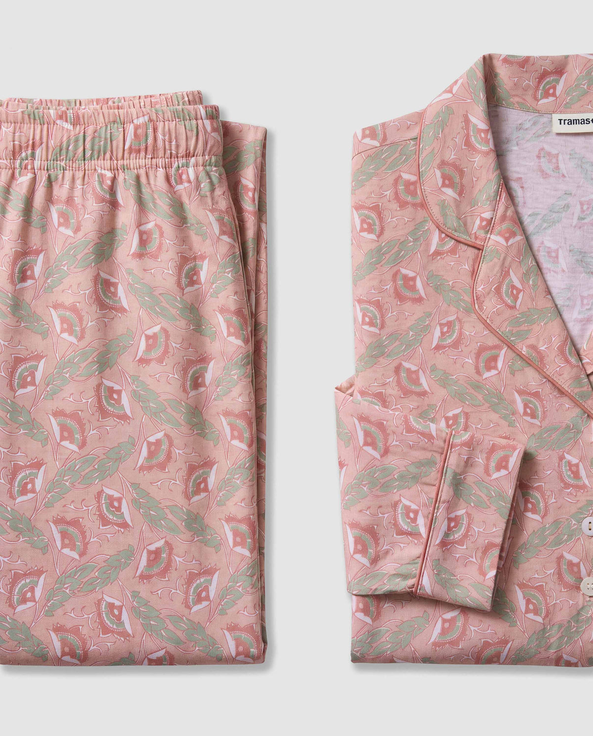 Pijama largo camisero algodón solta rosa