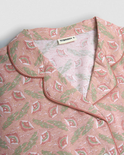 Pijama largo camisero algodón solta rosa