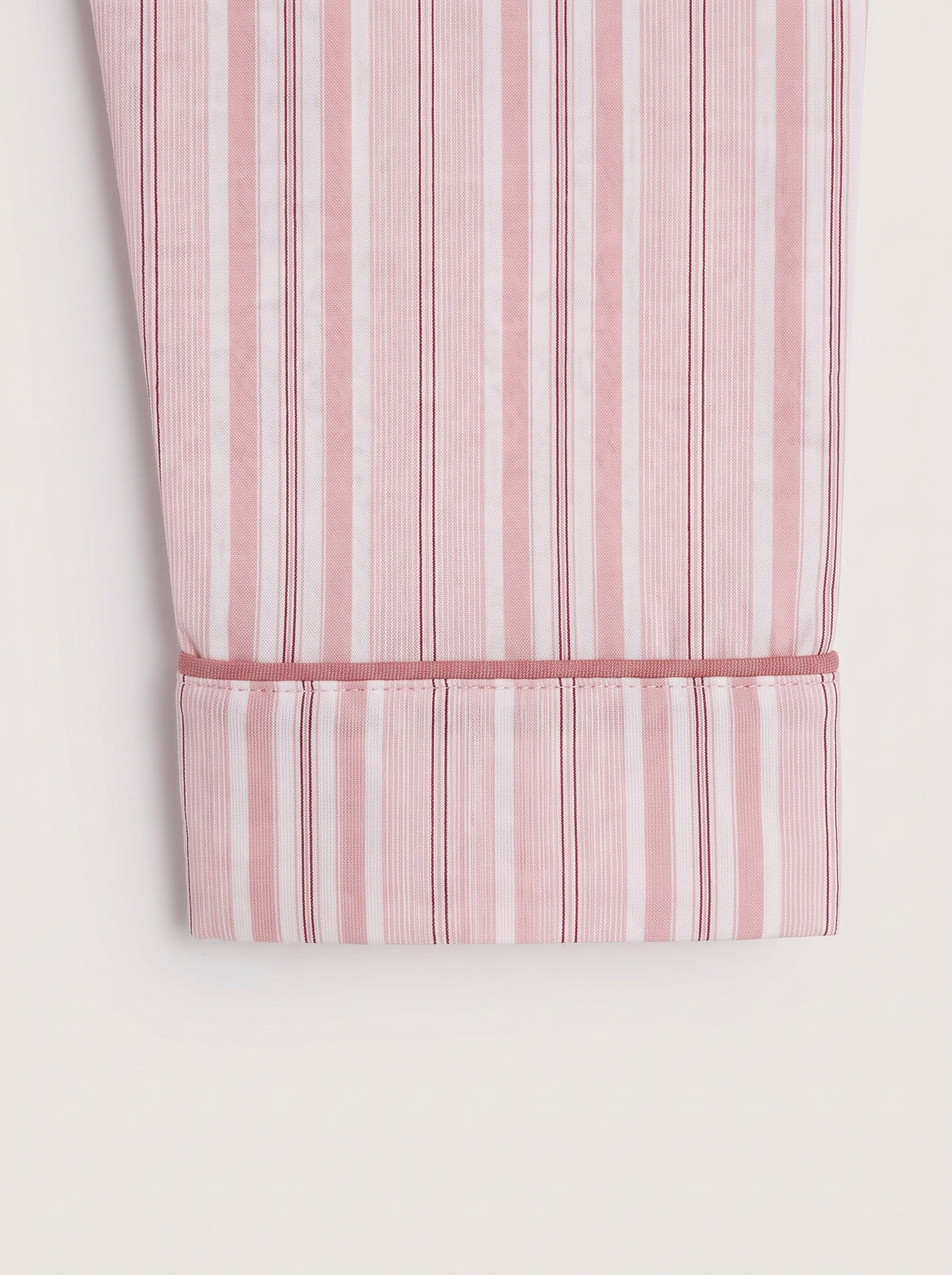 Pigiama lungo in cotone a camicia con righe martuca, rosa