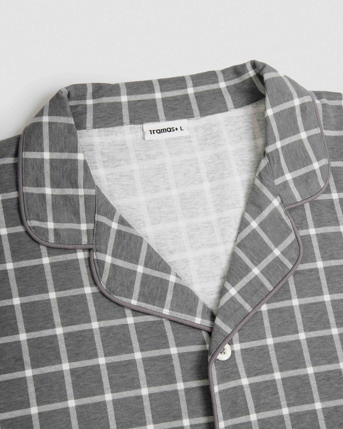 Pigiama lungo a camicia in cotone da uomo cuadro roberto grigio