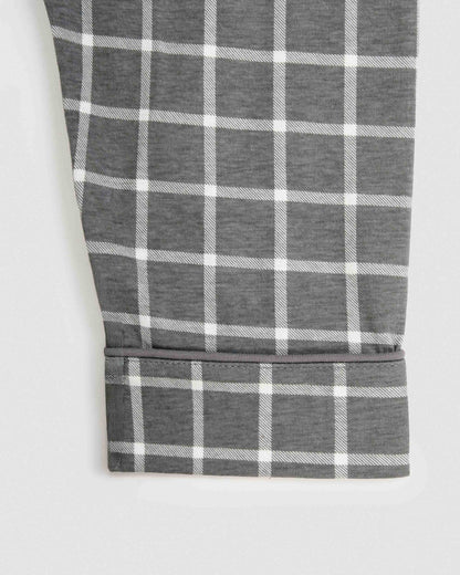 Pigiama lungo a camicia in cotone da uomo cuadro roberto grigio