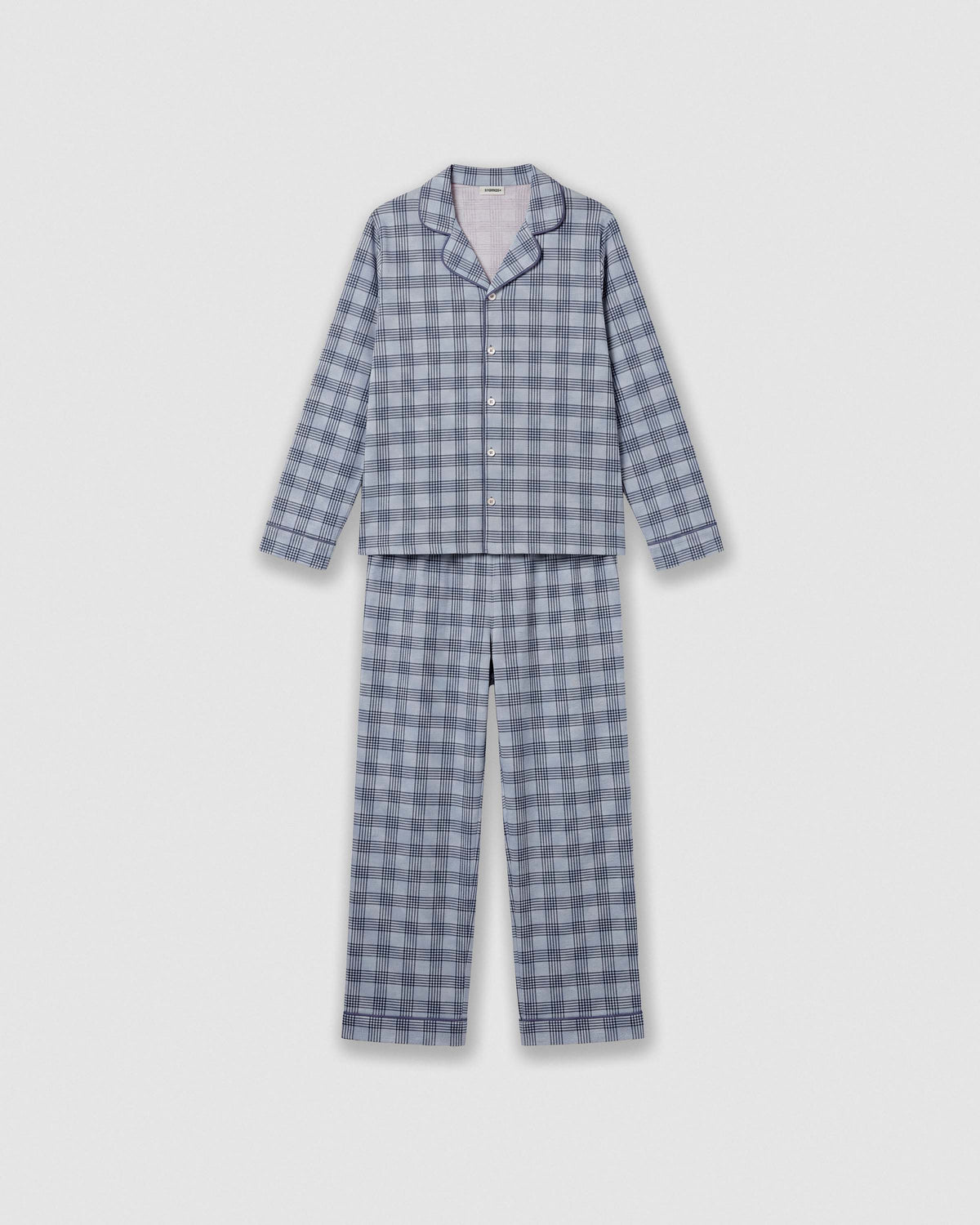 Pijama largo camisero algodón cuadro seren índigo
