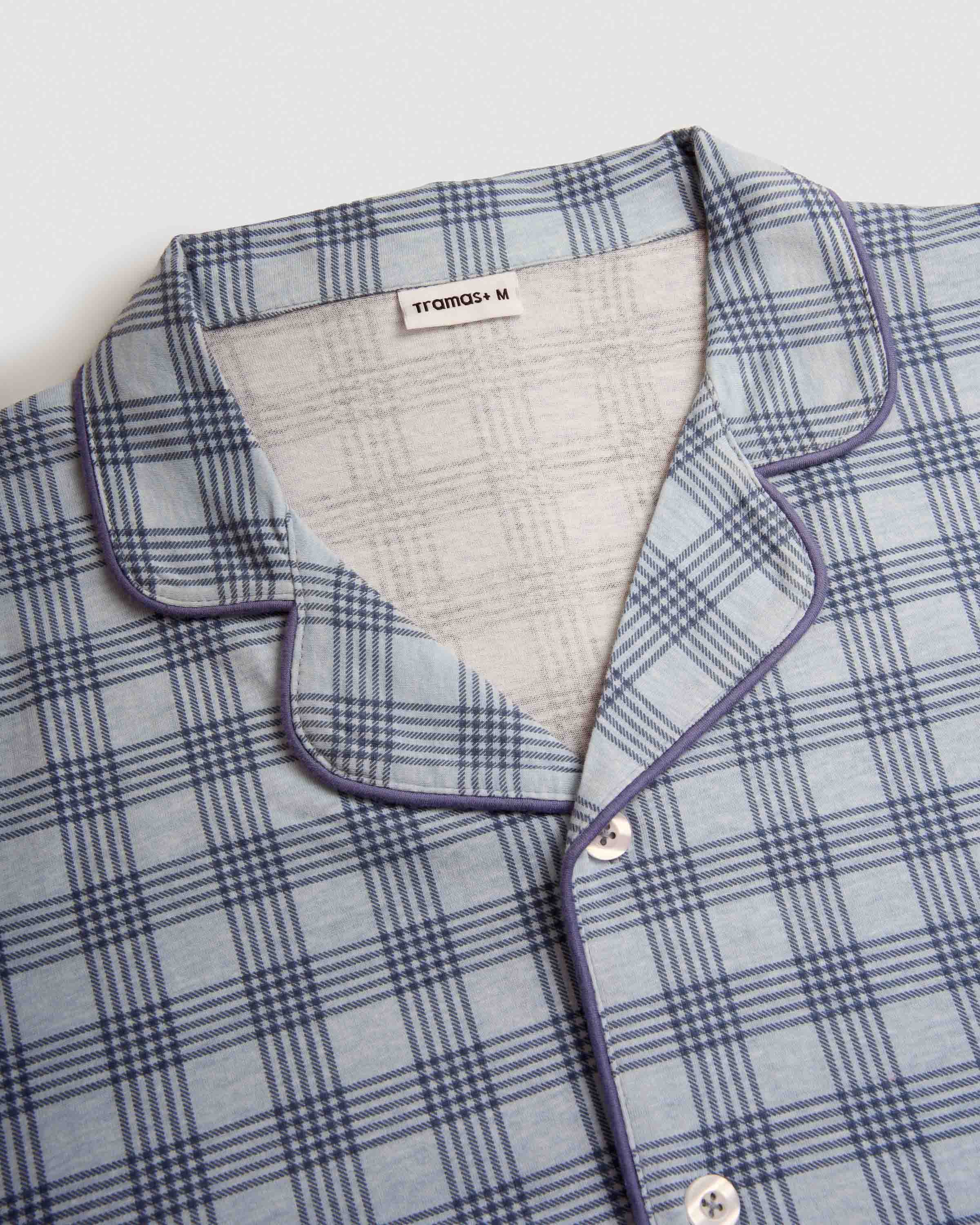 Pijama largo camisero algodón cuadro seren índigo