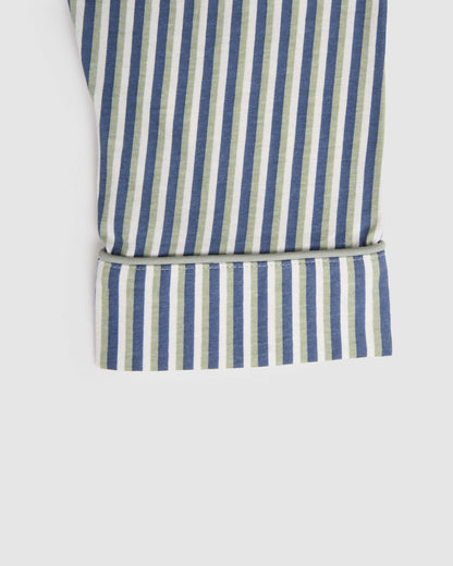 Pijama largo camisero algodón raya mare verde azul
