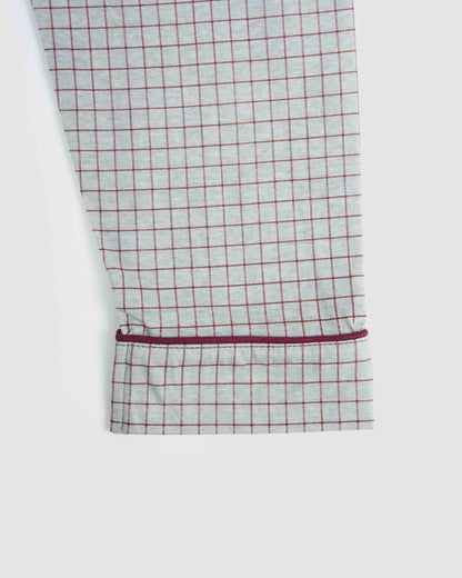 Pijama largo camisero algodón cuadro orena burdeos