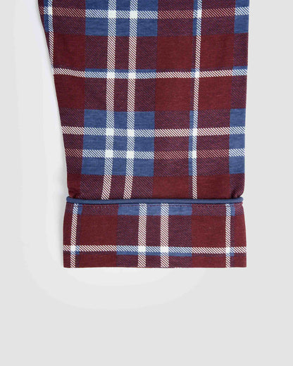 Pijama largo camisero algodón cuadro sauron burdeos