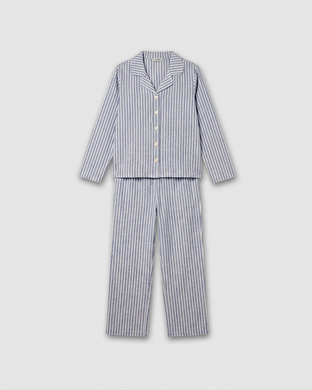 Pijama camisero franela raya linares azul
