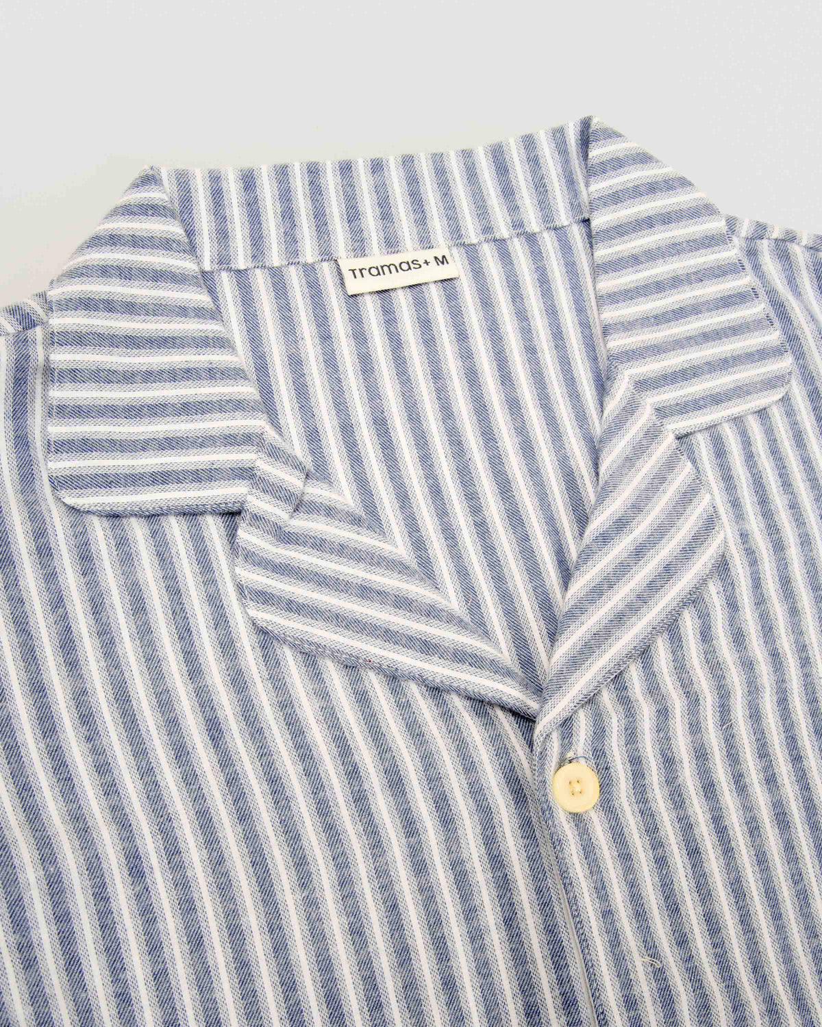 Pijama camisero franela raya linares azul