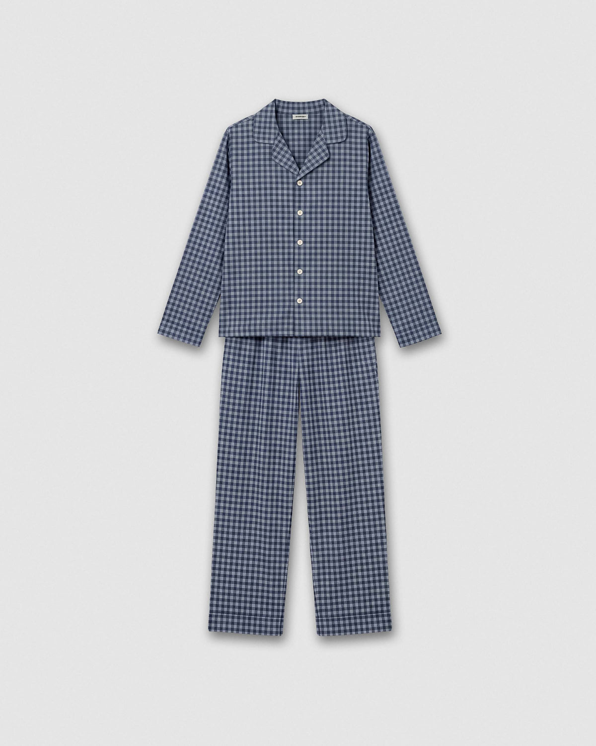 Pijama camisero franela cuadro soreya azul grisáceo