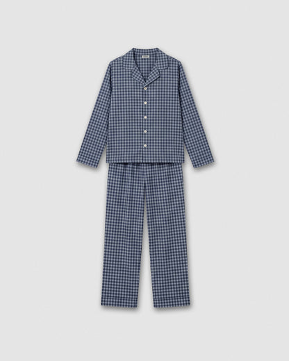Pijama camisero franela cuadro soreya azul grisáceo