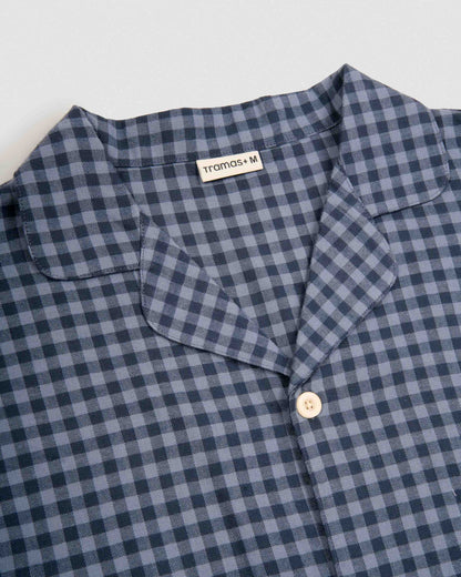 Pijama camisero franela cuadro soreya azul grisáceo