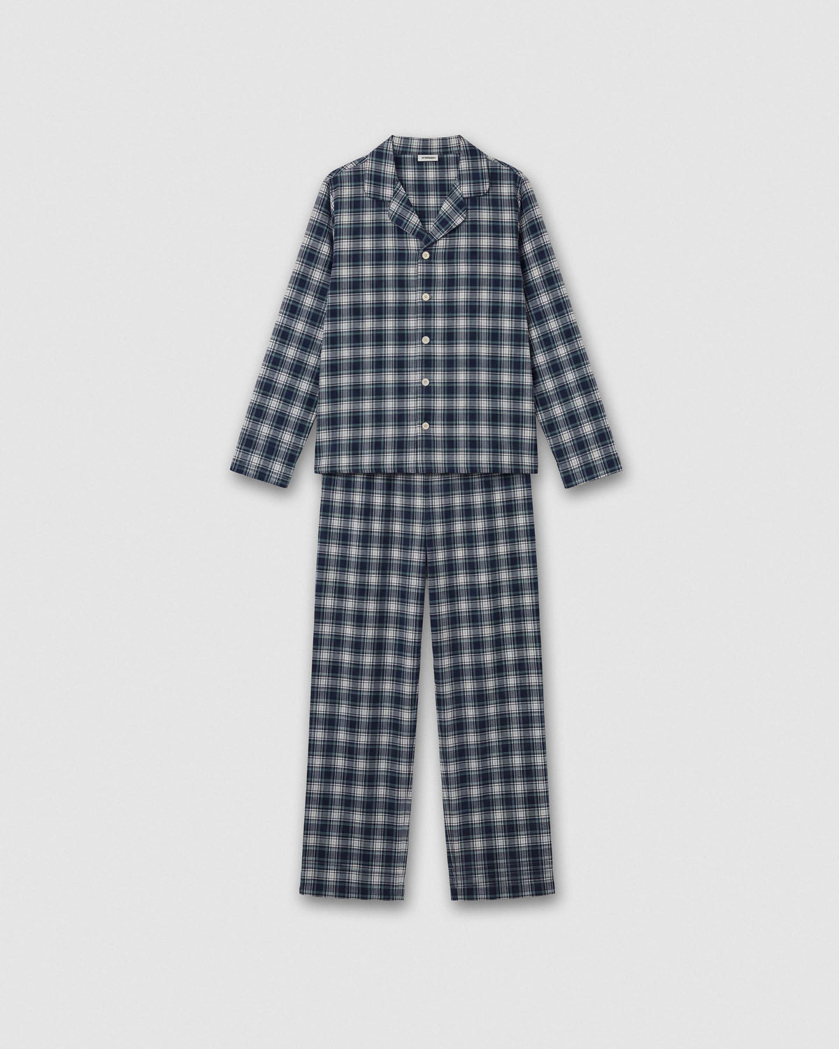Pijama camisero franela algodón cuadro olen azul marino