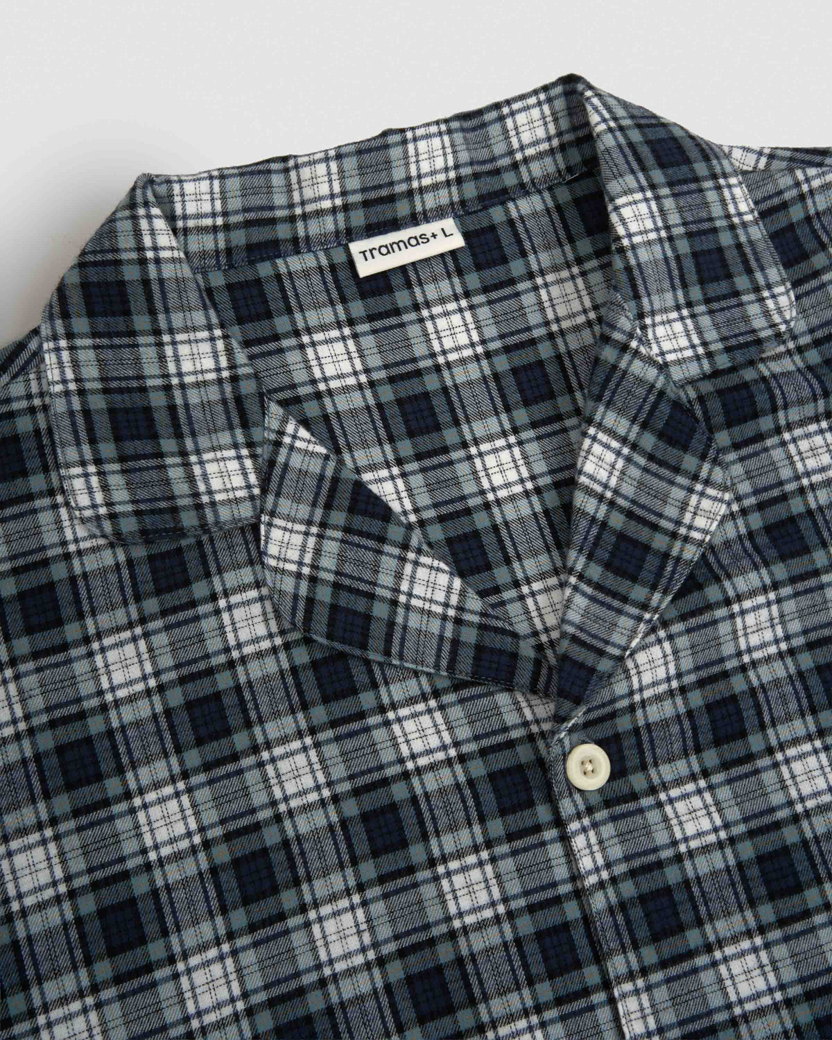 Pijama camisero franela algodón cuadro olen azul marino