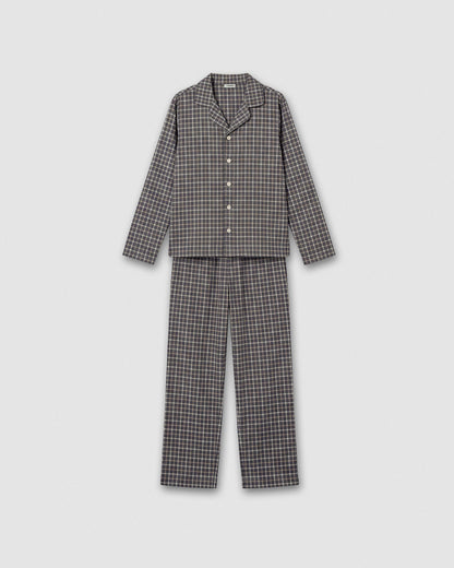 Pijama camisero franela algodón cuadro sogno gris