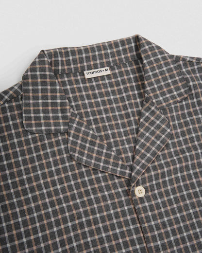 Pijama camisero franela algodón cuadro sogno gris