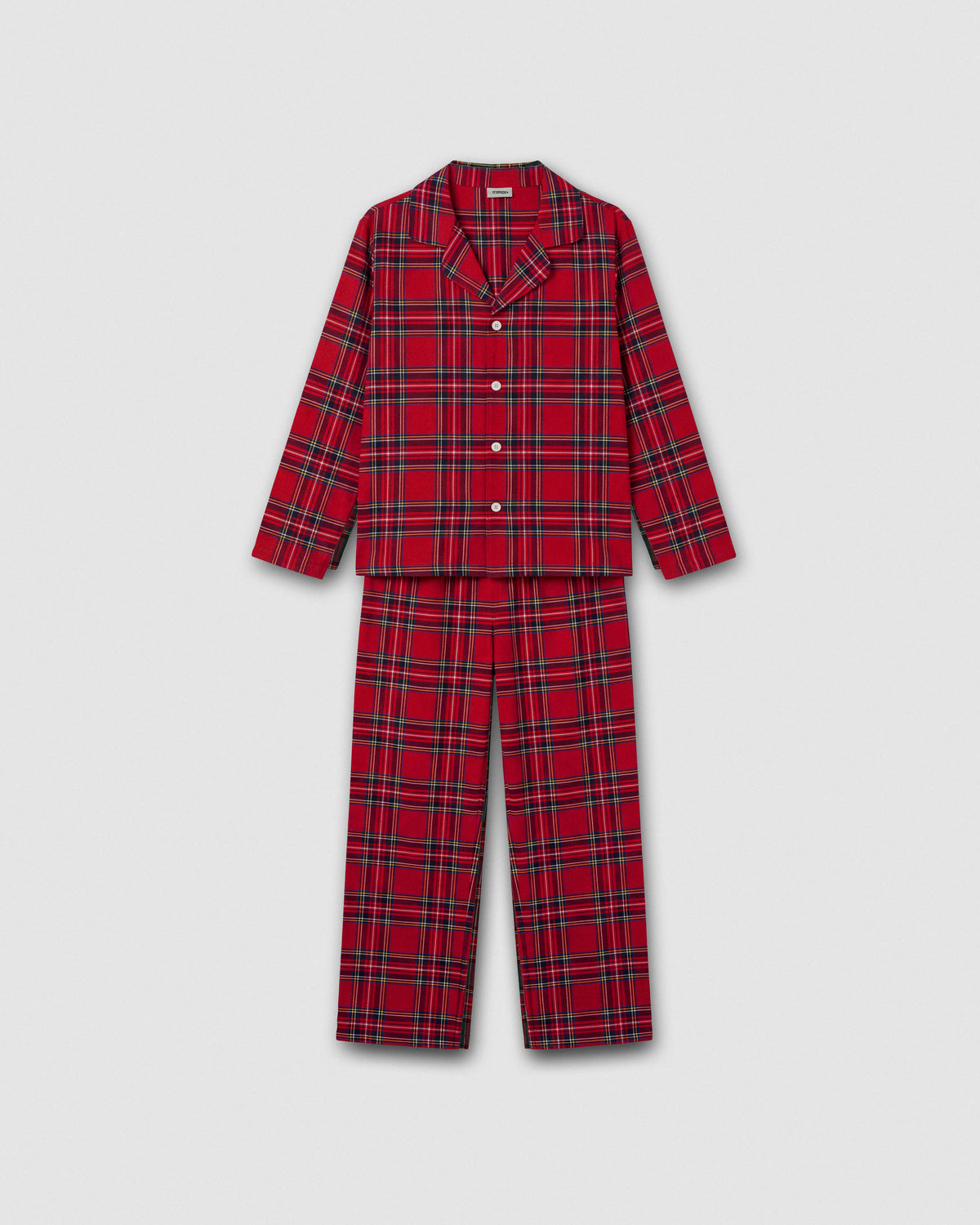 Pijama hombre camisero franela cuadro nicolás rojo