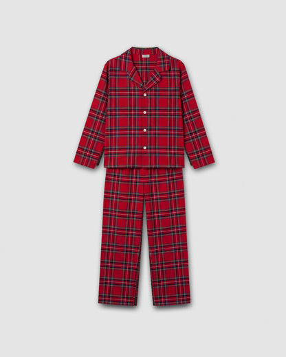 Pijama hombre camisero franela cuadro nicolás rojo
