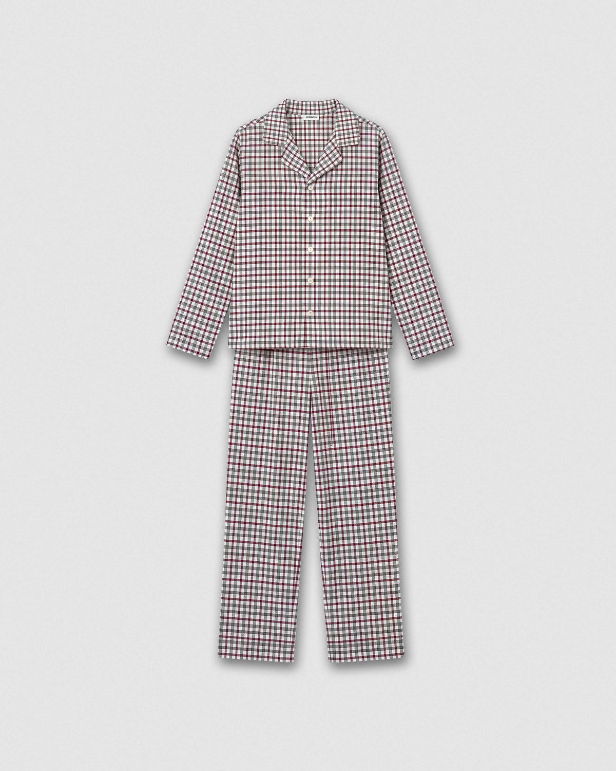 Pijama camisero franela cuadro ossia burdeos