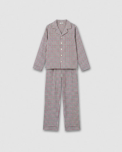 Pijama camisero franela cuadro ossia burdeos