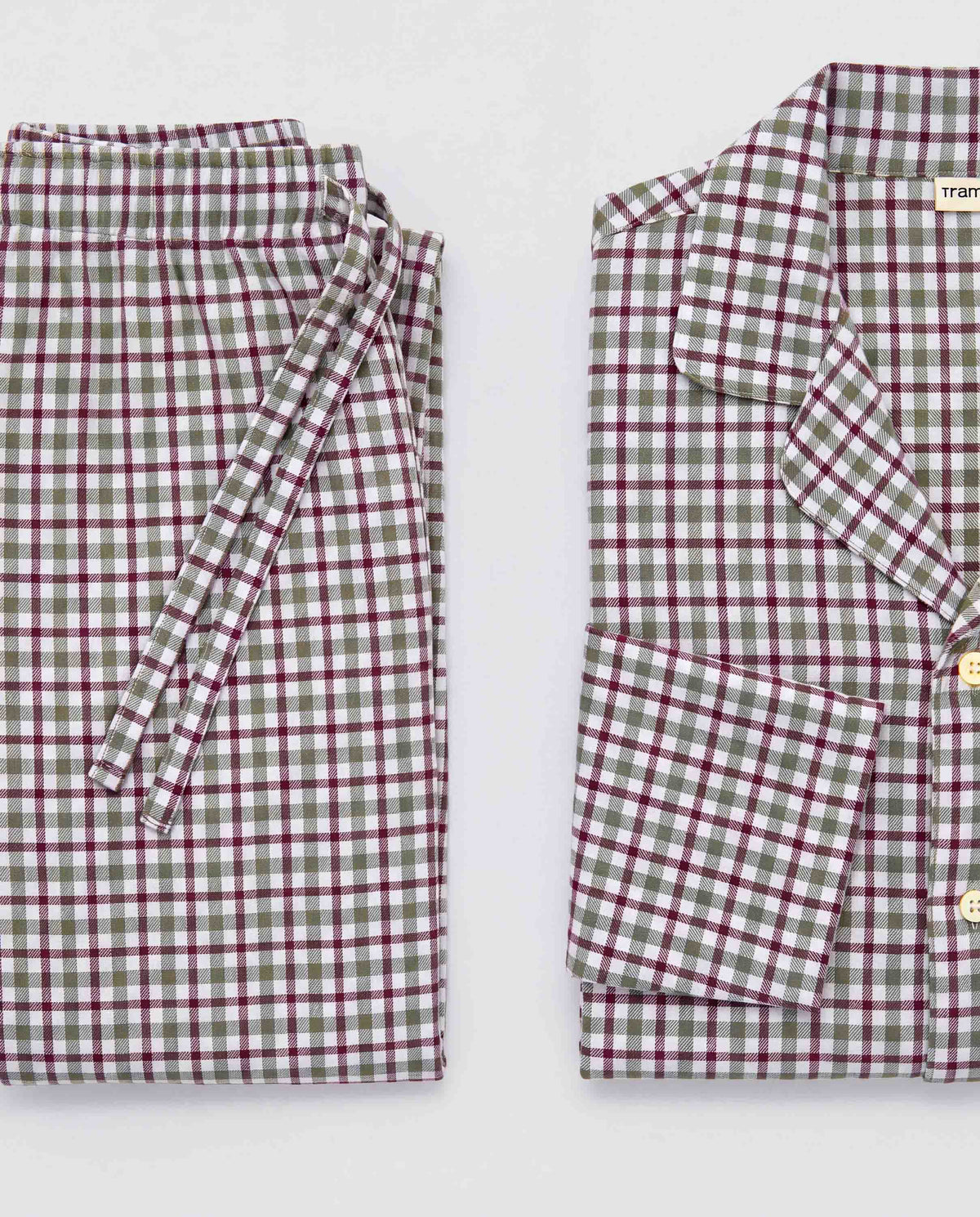 Pijama camisero franela cuadro ossia burdeos