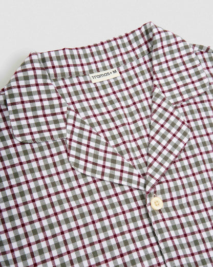 Pijama camisero franela cuadro ossia burdeos