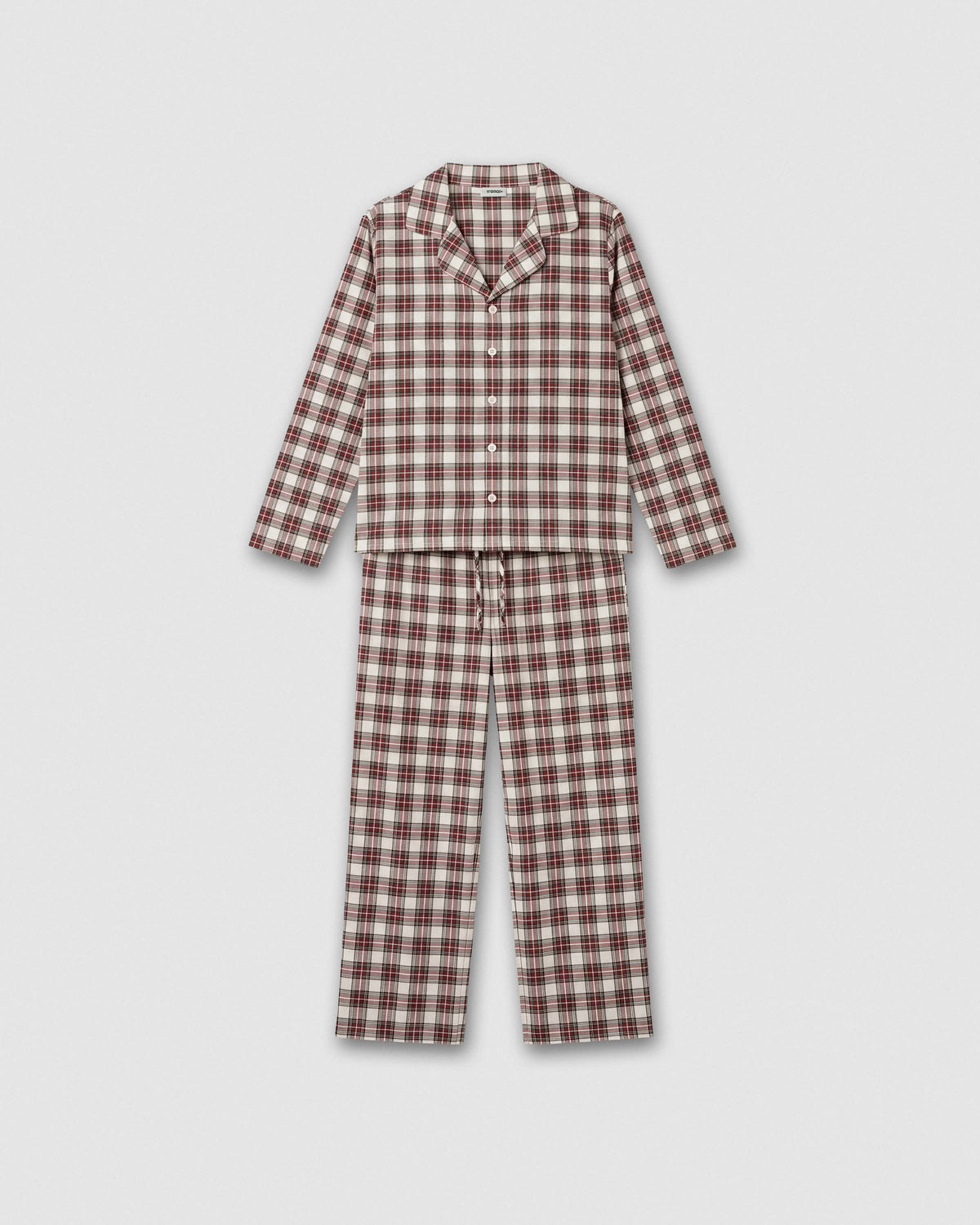 Pijama hombre camisero franela cuadro vara burdeos